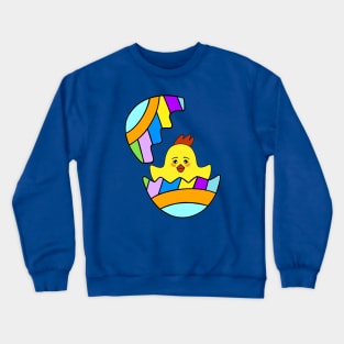 HAPPY Easter Cute Chick - Cute Easter Egg Art Crewneck Sweatshirt